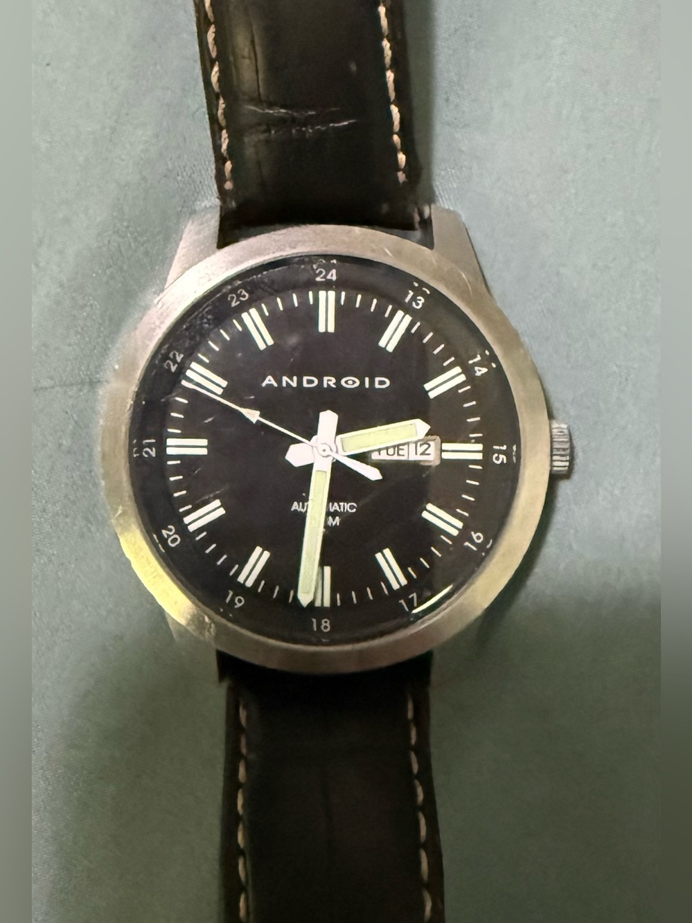 Android Force AD340 Mens Automatic 21 Jewels Watch Leather Band Has Wear 100M